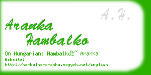 aranka hambalko business card